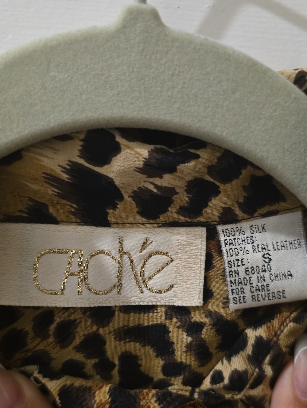 Leopard Print Silk and Leather Blouse